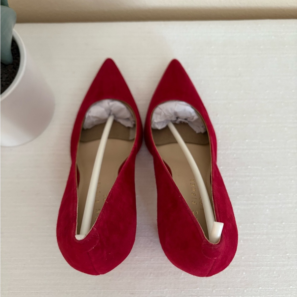 Marc Fisher LTD Abilene Red Suede Pointed Toe Block Heeled Pumps Women’s 8.5M - Picture 5 of 10